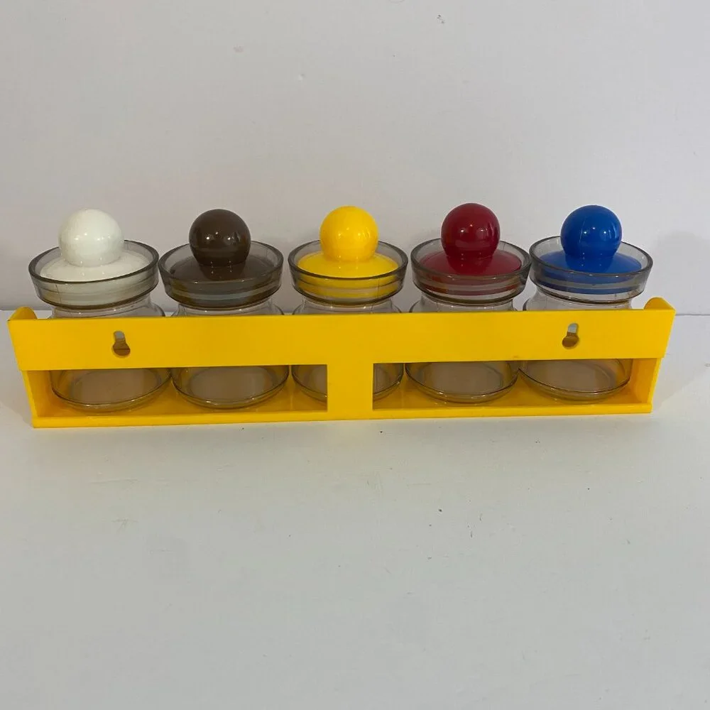 Vintage Plastic Storage Jar Set Spice Jars Canisters